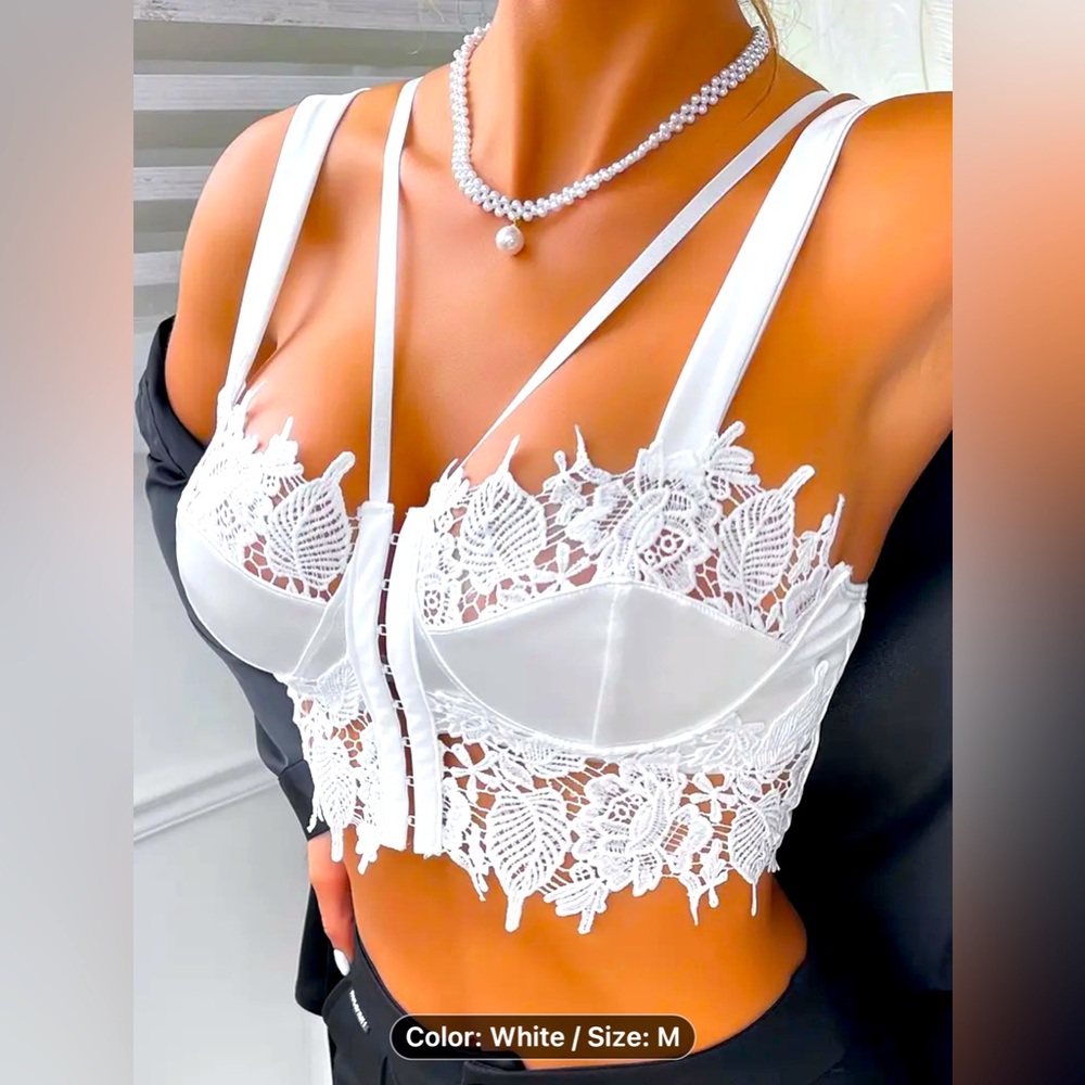 Sexy White lace corset bra top